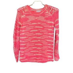 525 America Pink Oversized Knit Sweater S open knit sleeves wool blend